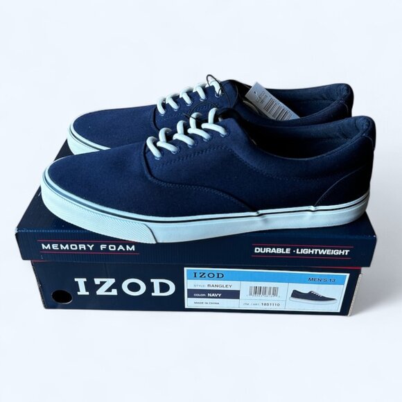 Izod Rangley Men's Lace Up Casual Canvas shoe Memory Foam Navy size 13 - Picture 1 of 9